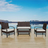 Conjunto Muebles Jardín Rattan Con Cojines, Compatible Con E