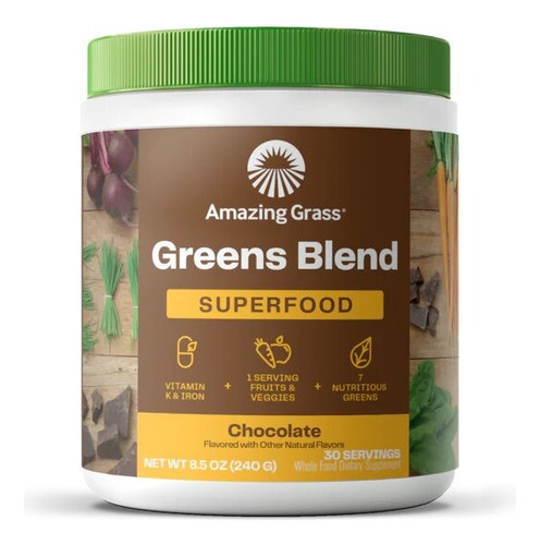 Amazing Grass Polvo Para Preparar Bebida Sabor Cacao 240g