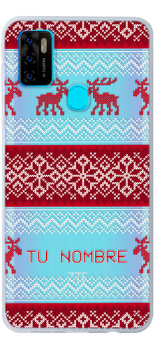 Funda Para Zte Ugly Sweater Navideño Rojo Con Tu Nombre