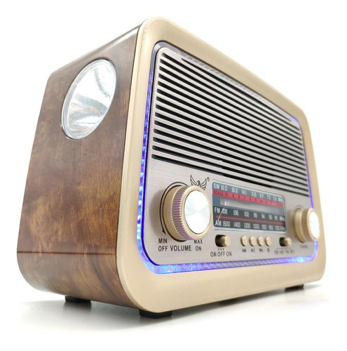 Rádio Retro Vintage Am Fm Sw Usb Bateria Recarregavel Aux Sd