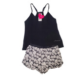 Pijama Verano Musculosa Negra Short Estampado Promesse