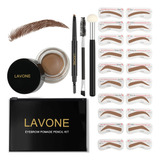 Kit De Plantillas Para Cejas Con Lapiz De Cejas Color Cafe