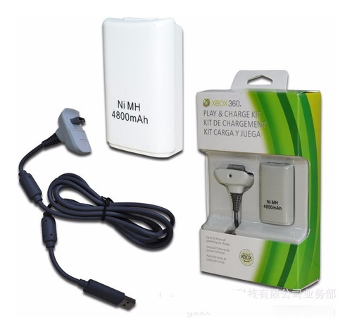 Kit Carga Y Juega Compatible Con Xbox 360 Blanco