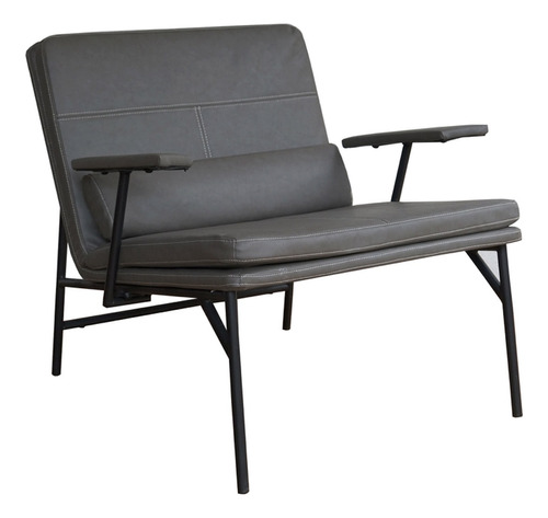 Sillón Living Industrial Ecocuero Elroy Apoyabrazos Gris