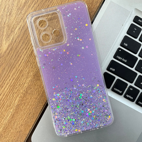 Funda Tpu Con Brillito Marco Protector Lente Para Moto G84