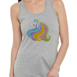 Musculosa Cara De Unicornio Con Pelo Largo De Color