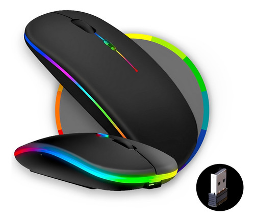 Mouse Sem Fio Recarregavel Usb Bluetooh Ergonomico Rgb Cores