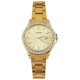 Reloj Seiko Dorado Cristales Mujer Sxdf82p1 Garantía Oficial