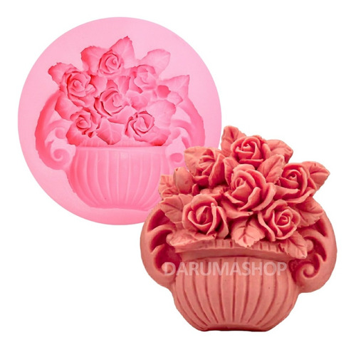 Molde Silicona Maceta Rosas 7,5cm Fondant Porcelana Belgrano