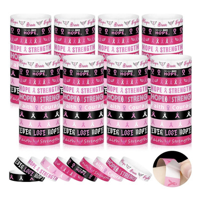 Xz 100 Pulseiras De Papel Com Fita Rosa Para Câncer De Mama