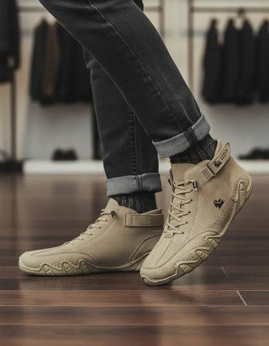 Botas Altas Italianas Transpirables Hechas A Mano Con Velcro