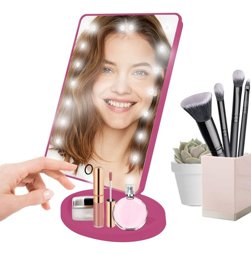 Espejo Para Maquillaje Tocador Mesa Luz Led Recargable Dama 