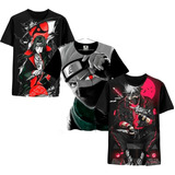 Kit 3 Camisa Camiseta Infantil Full Desenho Anime Ninja Top