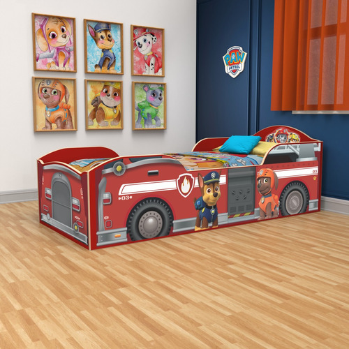 Cama Infantil Auto Paw Patrol Patrulla Canica 1 Plaza