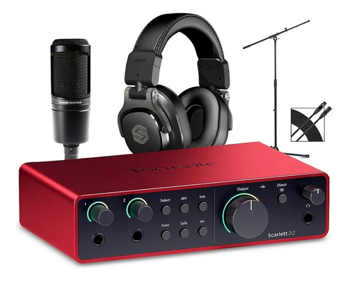 Kit Focusrite 2i2 4gen +sterling S452 + At 2020, Pie Y Cable
