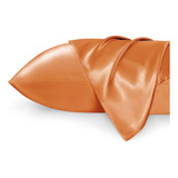 Fundas Para Almohada De Saten Color Naranja 50 X 66 Cm