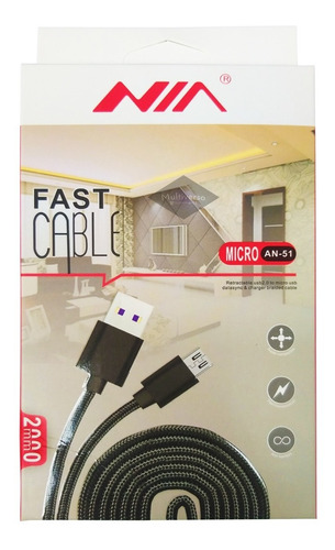 Cable Celular V8 Micro Usb Carga Rápida Nia An51 2 Metros