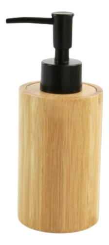 Dispenser Jabon Liquido Baño Bamboo Madera Pico Cromo Negro