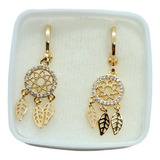 Aretes De Atrapasueños Zirconias Oro Laminado Huggies S21