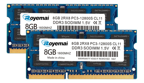 Memoria Ram Royemai Ddr3 2x8gb A 1600mhz Para Escritorio