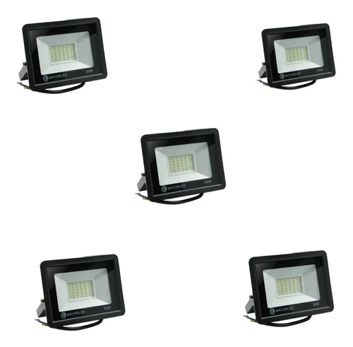 Reflector Led Blanco 30w Bajo Consumo  Exterior X  5 U 