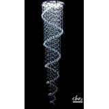 Lustre Cristal Cascata 3 Metros X 60cm Diam Espiral Cor Cinza 110v 220v (bivolt)