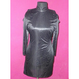 Vestido Hombros Descubiertos Negro Plata Fiestas 