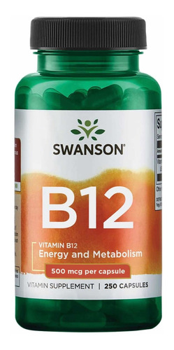 Vitamina B12 500 Mcg Energia Metabolismo 250 Capsulas Eg B51