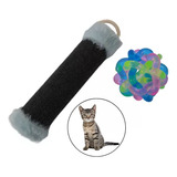 Kit Rascador Cilíndrico C/manija + Pelota Trenzada P/gatos