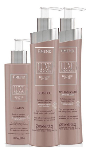  Condicionador Amend Kit Amend Luxe Creations Blonde Care 3 Produtos Leave-in Kit Amend Luxe Creations Blonde Care 3 Produtos Leave-in Luxe