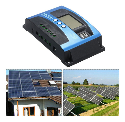 Lazhu Controlador De Carga Solar 30a 12v/24v Mppt, Usb 5v,