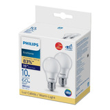 Pack X2 Focos Led Philips Ecohome Luz Cálida - 10w