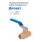 Válvula Para Agua De 1/2 Soldable Llave Foset Gas Plomeria