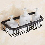 Organizador De Baño Montado En Pared Estante Negro De 30 Cm