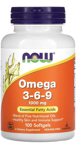 Ômega 3-6-9 1.000mg Now Foods 100 Caps Softgels Importado