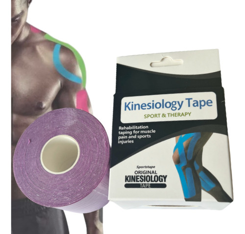 Fita Elástica Adesiva Roxo Kinesio Bandagem Dor Muscular