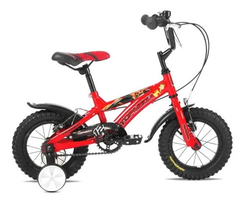 Bmx Infantil Topmega Superhéroes Crossboy R12 Frenos V-brakes Color Rojo Con Ruedas De Entrenamiento  