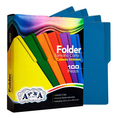 APSA | Folder Tamaño Carta Biodegradable | Color: Azul Rey | Paquete 100 Piezas | Carpeta Organizadora de Documentos | Papel Ecológico para Papelería y Organización del Hogar | Envío gratis