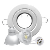 Pack 4 Spot Embutir Redondo Blanco Pvc + Led 7w Macroled