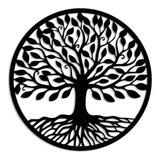 Mandala Árvore Da Vida Em Mdf Preto Branco Cru 60cm (vazado)