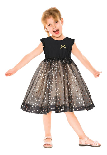 Vestido Venaniego Para Niña Tul Con Estrellitas