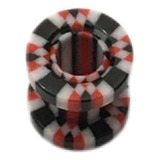 Piercing Alargador Acrílico 6mm Vermelho Preto E Branco