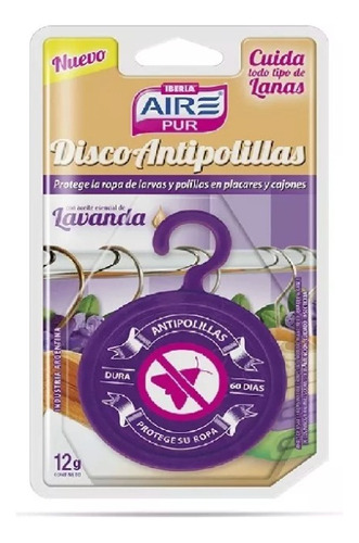 Aromatizante Air Pur Antipolilla Disco Lavanda