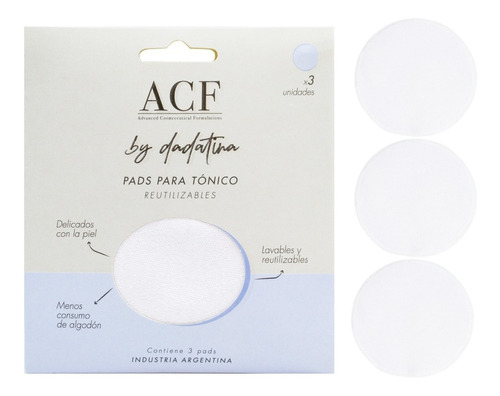 Acf Dadatina Pads Reutilizables Tónico Limpieza Facial 3 Uds Momento De Aplicación Día/noche Tipo De Piel Todo Tipo