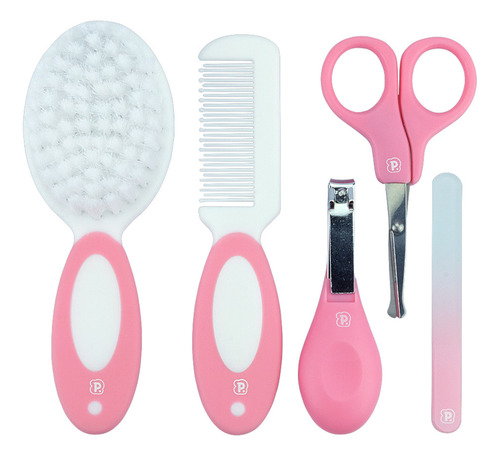 Kit Higiene Infantil Bebê Pimpolho 5 Peças Menina Rosa