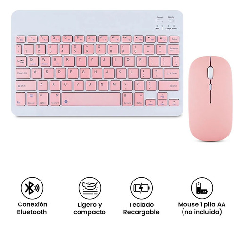 Kit De Teclado Bluetooth Con Mouse Para Tablet/celular/pc