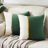 2 Fundas De Almohada Decorativas Verde Oliva De 45x45 C...