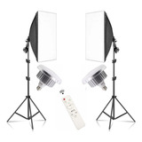 Kit Youtuber 2 Softbox 50x70 E27 Luz + 2 Tripés De 2 Metros