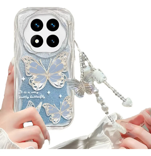 For Poco X7 5g/redmi Note 14 Pro 5g Funda Case Brillante Niñas Mujer Mariposa+correas