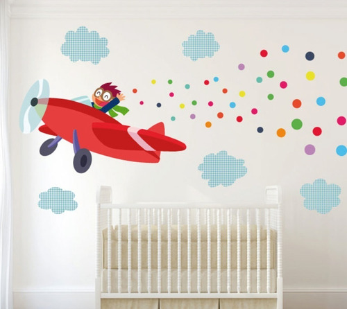 Vinil Decorativo Infantil Niño En Avioncito Cuarto Niños